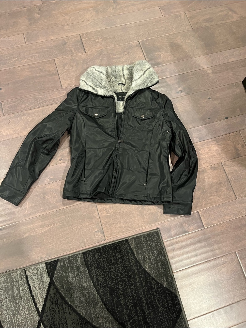 Braetan Black Puffer Jacket with Gray Faux Fur